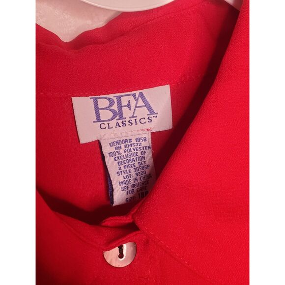 BFA Classics Red and Black Long Sleeve Button down Blouse 18P - Picture 3 of 3